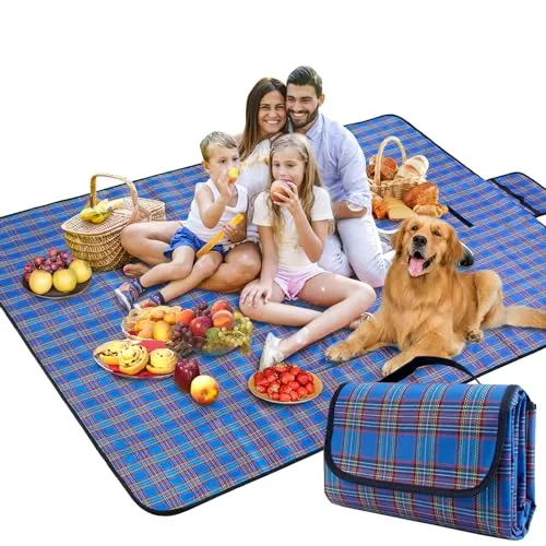 BAXIWUY Picknickdecke Strandmatte Camping Decke Stranddecke mit wasserdichter Unterseite Camping Zubehör Outdoor Decke für Strand, Picknick, Camping und Wandern 150 x 200 cm (Blue)