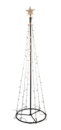 Beleuchteter LED Weihnachtsbaum in Kegel Form - 180 cm mit 90 warmweißen Lichtern - Weihnachtsbeleuchtung für Innen und Außen, 180 cm hoch, mit 90 warmweißen LEDs und beleuchtetem Stern. Ideal für festliche Stimmung, inklusive IP 44 Adapter und 5 m Zuleitungskabel.