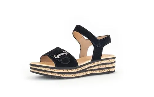 Gabor Keilsandaletten Damen Schwarz 40 1/2 EU - Modische Keilsandaletten von Gabor aus weichem Veloursleder. Der 4,5 cm hohe Keilabsatz und die Klettverschlüsse sorgen für perfekten Halt und individuellen Tragekomfort. Ideal für stilvolle Sommerlooks!