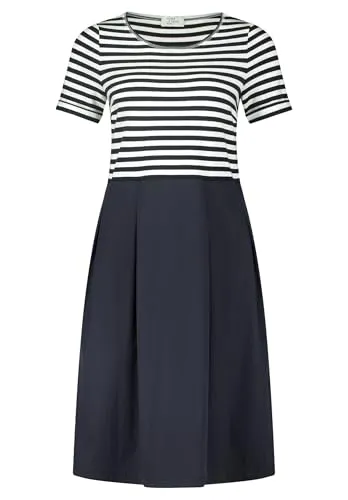 Robe Légère Freizeitkleid Damen Baumwolle blau gestreift - Freizeitkleid für Damen aus Baumwolle, mit gestreiftem Oberteil und Popeline-Rockteil – ideal für entspannte Sommertage mit maritimem Flair.