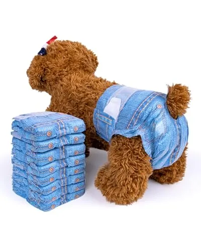 Pet Soft Hundewindeln für Hündinnen - Denim-Jeans-Stil, 24 Stück - Hundewindeln im modischen Denim-Jeans-Stil, super saugfähig und ideal für Hündinnen mit Inkontinenzproblemen, auch für Katzen geeignet. Perfekt für Reisen und zu Hause.