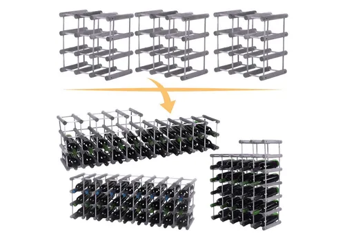 Modo24 Flaschenregal RW7 Eiche Nadelholz Massivholz Für 12 bis 76 Flaschen oder mehr, Weinregal Modular Flaschenregal Weinständer Flaschenständer