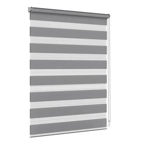 Jalousiescout Doppelrollo Klemmfix ohne Bohren & mit Bohren, 35x150cm Dunkelgrau Rollo Fensterrollo lichtdurchlässig, Sonnenschutzrollo Zebrarollo für Fenster & Türen