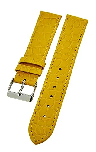 Uhrenarmband Kalbleder Kroko-Struktur verschiedene Farben und Stegbreiten (Gelb, 20mm)