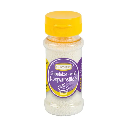 BackDecor Streudekor, Nonpareilles weiß, 85g | Zuckerperlen weiß