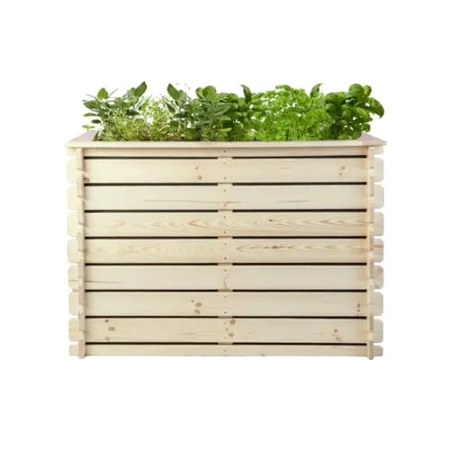 Mega Holz Hochbeet PLANTO – 117x59x77 cm aus Kiefer - Hochbeet-Kit aus wetterfestem, 100% PEFC zertifiziertem Kiefernholz mit Spezial-Pflanzgewebe. Ideal für Garten, Balkon und Terrasse, einfacher Aufbau in wenigen Minuten.