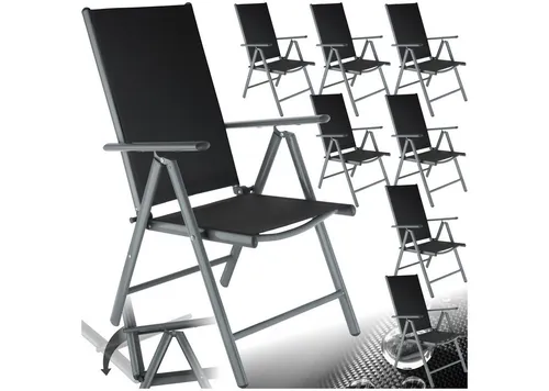tectake Gartenstuhl Marilena Set (8 St) - Klappbar und Belüftung durch synthetisches Netzgewebe - Elegante hochlehner Garten-Klappstühle für entspannte Stunden im Freien. Leichtes Aluminiumgestell, 7-fach verstellbare Rückenlehne und strapazierfähiges Netzgewebe für optimalen Sitzkomfort.