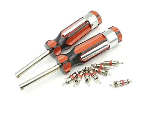 Felgenfactory 2X Ventilausdreher Eindreher + 8X Ventileinsätze Ventilschlüssel Taschenclip Reparatur Schraubendreher