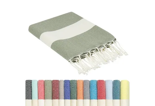 furora HOLIDAY Strandtuch groß 100x200 cm Strand Tuch, aus Baumwolle, Hamamtuch Badetuch, leicht, lang, dünn & kompakt