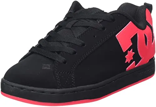 DC Shoes Court Graffik Damen Sneaker - Black Hot Pink, 38 EU - Damen-Sneaker aus hochwertigem Nubukleder, mit atmungsaktiver Mesh-Zunge und komfortabler Polsterung für besten Tragekomfort.