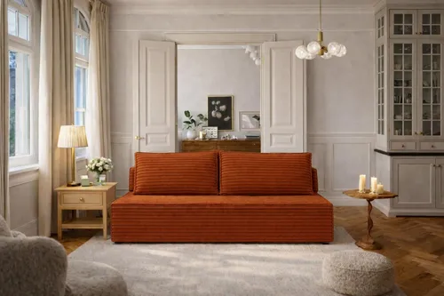 Kaiser Möbel DUO Schlafsofa mit Bettkasten – Modernes Cordstoff Sofa