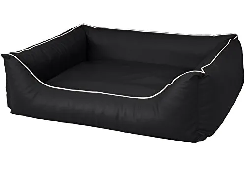 CopcoPet Hundebett Grosse Hunde – Waschbares Hundekissen 【Wendebett】 Hundekorb aus Kunstleder - Formstabiles Hundesofa - Hundekörbchen mit erhöhten Rand, Dog Bed Schwarz 125 x 100 cm