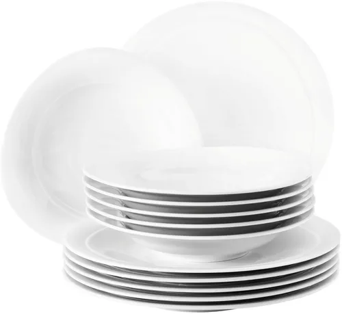 Seltmann Weiden Tafelservice Geschirr-Set Trio (12-tlg) für 6 Personen - Hochwertiges 12-teiliges Porzellan Geschirr-Set, mikrowellen- und spülmaschinenfest, ideal für stilvolle Mahlzeiten zu Hause. Made in Germany.