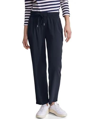 STREET ONE Damen A377201 Viskose Hose - Damen-Hosen: Bequeme Joggpants im Loose Fit Mid Waist mit Slim Legs, Gummibund und Tunnelzug für perfekten Tragekomfort.