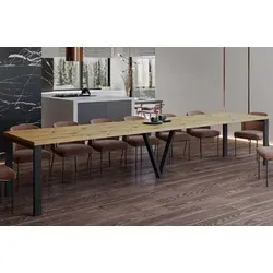 ENDO-Möbel Ausziehbarer Esstisch XXL Titan 130-405cm - Schwarz - Der XXL Esstisch Titan bietet Platz für große Gesellschaften und ist durch die flexiblen Erweiterungsplatten ideal für Familienfeiern. Stabilität und modernes Design vereinen sich in diesem vielseitigen Tisch.