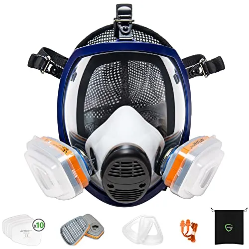 AirGearPro G-750 Atemschutzmaske Vollmaske mit A1P2 Filter | Anti-Beschlag, Anti-Gas, Anti-Staub Maske | Gasmaske Ideal für Lackieren, Holzarbeiten, Bau, Schleifen, Sprühen, Chemikalien, DIY
