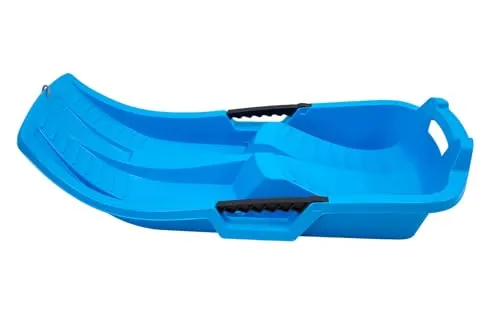 KHW Kinderbob Schlitten 79 cm Iceblue | robuster Kunststoffrodel mit Brems- & Lenkfunktion | leicht & wendig | frostbeständig | inkl. Zugseil | Made in Germany | TÜV-geprüft