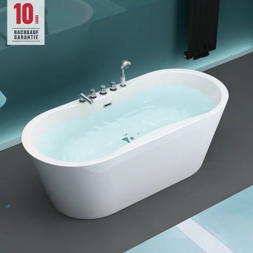 Mai & Mai Freistehende Badewanne 180x80cm mit integrierter Armatur - Sanitäranlagen & Zubehör – Hochwertige freistehende Badewanne V602-MA aus Thermo-Sanitäracryl, ideal für entspannende Bäder zu zweit mit integrierter Duschbrause.