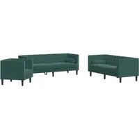 vidaXL 3-tlg. Chesterfield-Sofa-Set Dunkelgrün Samt - Elegantes Chesterfield-Sofa-Set mit Nackenrollen für höchsten Komfort. Ideal zum Entspannen und ein echter Blickfang in jedem Wohnraum. Weicher Samt und stilvolles Design vereinen sich hier.