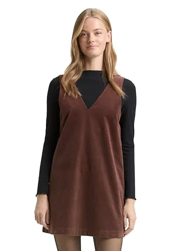 TOM TAILOR Denim Damen Mini-Kleid aus Samt - Elegantes, ärmelloses Samtkleid mit V-Ausschnitt und stylischem Cut-Out-Detail. Ideal für besondere Anlässe und sorgt für ein angenehmes Tragegefühl dank weichem Baumwollstoff mit Stretch.