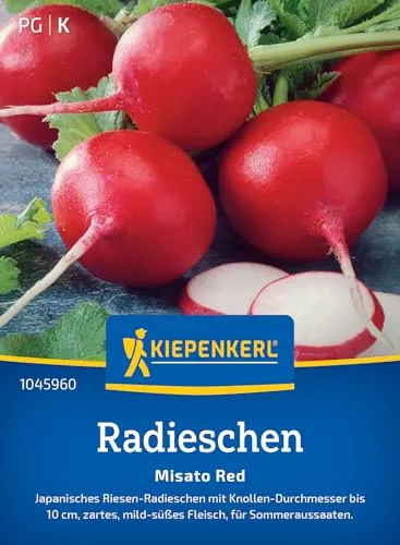 Kiepenkerl Radieschensamen Misato Red 1045960 • Zart & Mild • Ideal für Sommer- & Herbstaussaat • Samen Radieschen • Gemüsesamen • Saatgut für 6-8 lfd- Meter