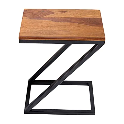 Riess Ambiente Handgearbeiteter Beistelltisch Butler 30cm Sheesham Stone Finish Metall Couchtisch Z-Design