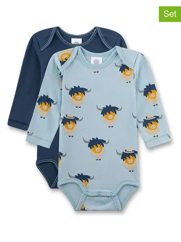 Sanetta 2er-Set: Bodys in Hellblau/ Dunkelblau, Größe 62, Blau, Baby