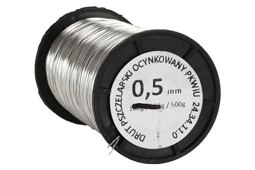 Verzinkter Draht für Rähmchen - 0,5 mm - Länge: ca. 333 m - Spule 500 g - Rostfrei - Draht für Bienenstockrahmen - Imkerei - Landwirtschaft - Industrie