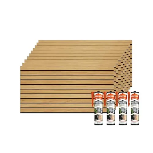 IZODEKOR 3D Wandpaneele Holzoptik - Wandverkleidung für jeden Raum - Gestalten Sie Ihr Zuhause neu mit IZODEKOR Wandpaneelen im modernen Design. Das Set enthält 10 Paneele und Montagekleber, ideal für kreative Projekte in Küche, Bad und Wohnzimmer.