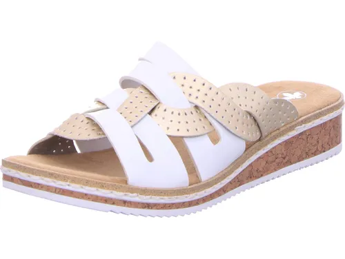 RIEKER Pantolette mit Keilabsatz - Wanderschuhe aus Lederimitat, ideal für den Sommer mit bequemem Gummizug für perfekten Halt.