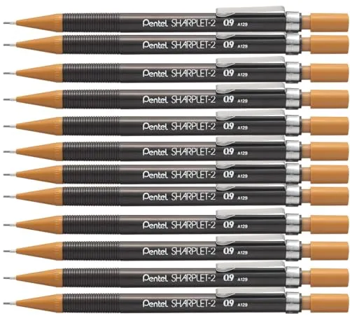 Pentel Sharplet-2 A129 Druckbleistift 0.9 mm - Druckbleistift mit verstellbarem Metallclip, ideal für präzises Zeichnen und Schreiben. Lieferung mit 2 HB-Minen, austauschbarer Radiergummi für saubere Ergebnisse.