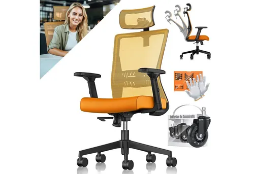 KESSER® Ergonomischer Bürostuhl mit verstellbaren Armlehnen in orange von Kesser