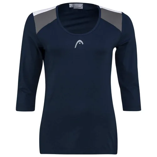 Head Tennis-Langarmshirt Club 22 Tech 3/4 Damen - Größe L, dunkelblau - Sportliches Damen-Langarmshirt mit Color Block Einsätzen, modernem Schnitt und schnelltrocknendem Material für optimalen Tragekomfort beim Sport.