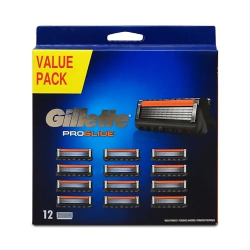 Gillette Fusion 5 ProGlide Rasierklingen, 12 Ersatzteile (5 Klingen), hohe Sensibilität mit Flexball-Technologie, bis zu 1 Monat Rasierdauer mit 1 Klinge, inklusive Stift, Geschenkidee für Herren
