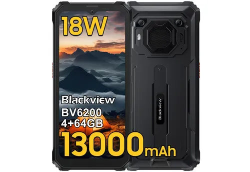 blackview BV6200 AI Smartphone (6.56 Zoll, 13 MP Kamera, 13000mAh Akku, 18W, 98dB Lautsprecher, Handschuh-Modus,Ohne Vertrag)