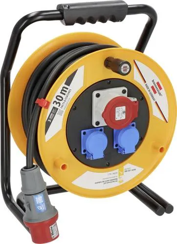 Brennenstuhl Kabeltrommel Brobusta CEE 1 - 30m für Außen, IP44, robust und ideal für Gewerbe-Baustellen mit Sicherheitsabschaltung