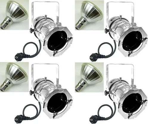4x PAR 30 PROFI Disco Scheinwerfer Spot Silber incl. 11 Watt LED Leuchtmittel