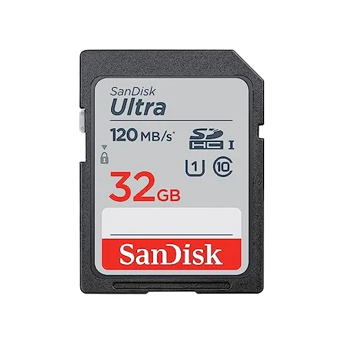 SanDisk Ultra 32GB SDHC Memory Card - 3er Pack, bis zu 120 MB/s - Speicherkarten für Kompaktkameras, wasserdicht und stoßfest; ideal für Full-HD-Videos und schnelle Übertragungen mit bis zu 120 MB/s.