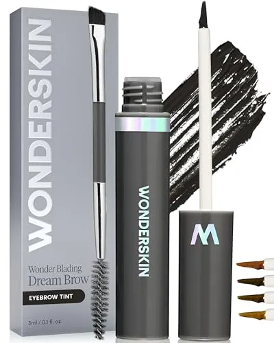 Wonderskin Dream Brow Augenbrauengel, wasserdichtes Augenbrauengel, beständiger Augenbrauenfüller, schwarz getöntes Augenbrauengel, einstufige Augenbrauentusche (Black)