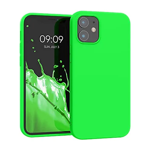 kwmobile Hülle kompatibel mit Apple iPhone 12 mini Hülle - weiches TPU Silikon Case - Cover geeignet für kabelloses Laden - Neon Grün