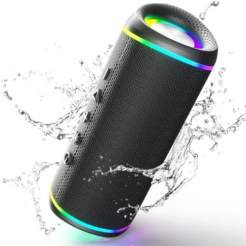 RIENOK Bluetooth Lautsprecher 30W Musikbox 5.3 mit RGB Licht Tragbarer Musik Box IPX5 Wasserdicht Speaker Bluetooth Boxen AUX TF für Camping Park Garten Party zu Hause