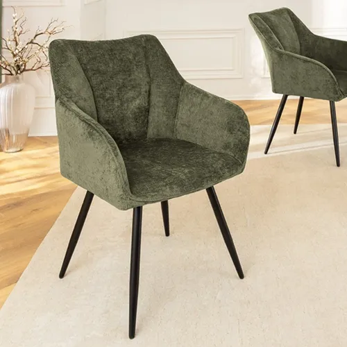 Retro Drehstuhl PAPILLON grün Chenille schwarz Metallgestell Armlehne