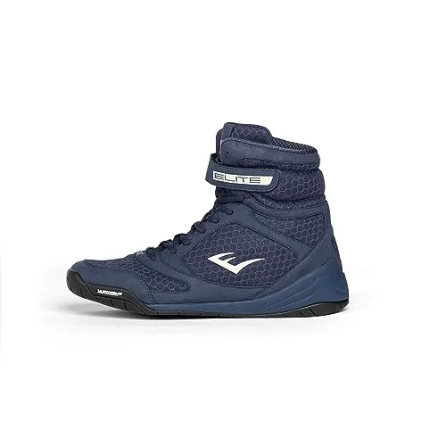 Everlast Elite 2 Boxing Shoes Blau 41 - Leichter High-Top-Boxschuh für optimale Beinarbeit, Komfort und Strapazierfähigkeit. Ideal für nahtlosen Übergang vom Fitnessstudio zur Leinwand, mit verbesserter Traktion und Unterstützung.