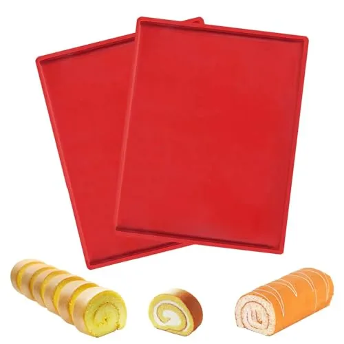 Silikon Backmatte,2 PCS Flexibles Silikon Backblech Silikon Backblech Backmatte Backblechs Antihafte Backunterlage Rollmatte Antihaftbeschichtet Backblechs für Backen Kochen Kuchen Brot Kekse