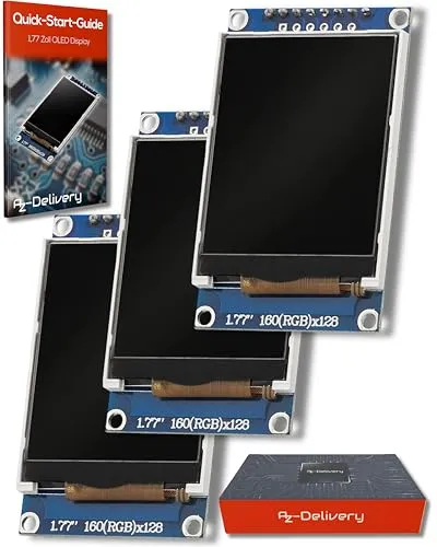AZDelivery 3 x 1,77 Zoll SPI TFT Display 128x160 Pixel ST7735 2,7V – 3,3V kompatibel mit Arduino und Raspberry Pi inklusive E-Book!