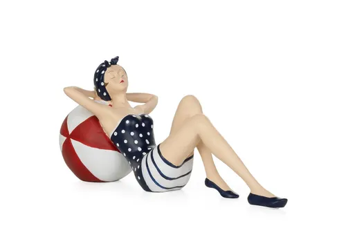 Moritz Deko-Figur Badenixe auf Wasserball - Maritime Deko aus Polyresin im Retro-Stil, ideal für Badezimmer oder Wintergarten - eine charmante Geschenkidee!