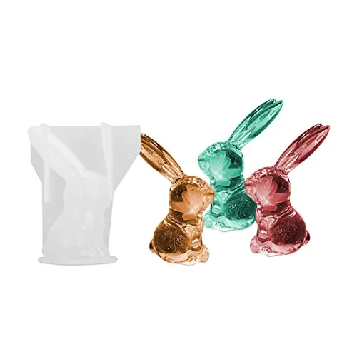 Kaninchen Silikon Form, 3D Kristallform Lange Ohren Osterhase Harz Gießformen Hase Seifenform Epoxidharz Formen für DIY Handwerk Seife Kerzen Torten Ornamente Deko