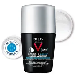 Vichy Homme Deo Roll-on 72h Anti-Flecken Invisible - Deo für Männer mit 72h Schutz, hemmt Schweiß und verhindert gelbliche Flecken auf Textilien, ideal für empfindliche Haut.