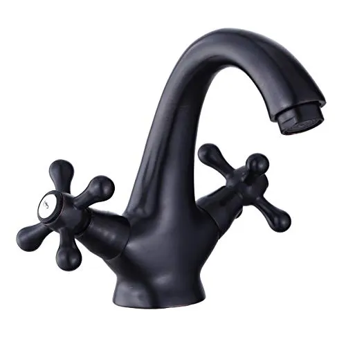 Retro Bad Waschbecken Armatur in Matt Schwarz - Waschbecken-Armaturen im Retro-Stil, bakterienresistent und wassersparend, ideal für ein stilvolles Badezimmer.