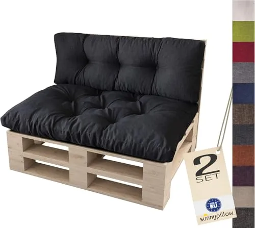 sunnypillow Palettenkissen Auflage Set für Europaletten - Auflagen & Polster für Sofas, wasserabweisend und perfekt für Innen- und Außenbereiche. Bei 3 Sets erhalten Sie ein kostenloses Seitenkissen!